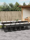 Set Sala De Mese Pentru Exterior 13 Piese Negru Cu Perne