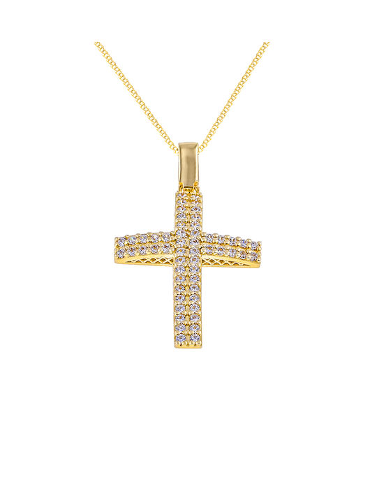 Kritsimis Damen Gold Kreuz 14K mit Kette