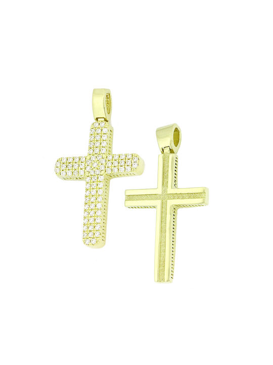 Damen Gold Kreuz 14K Beidseitig