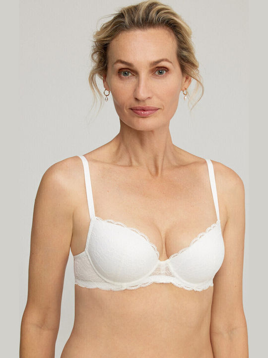 Beige Σουτιέν Push Up με Μπανέλες