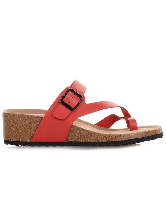 Siamoshoes Damen Flache Sandalen Anatomisch Flatforms in Rot Farbe