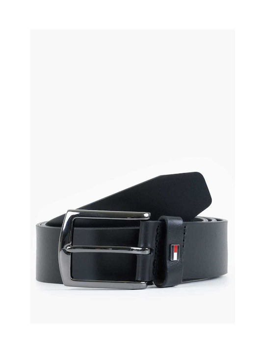 Tommy Hilfiger Men's Knitted Leather Belt Black