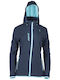 GTS Moda Italia Women's Short Sports Softshell Jacket Waterproof and Windproof for Winter with Hood Navy