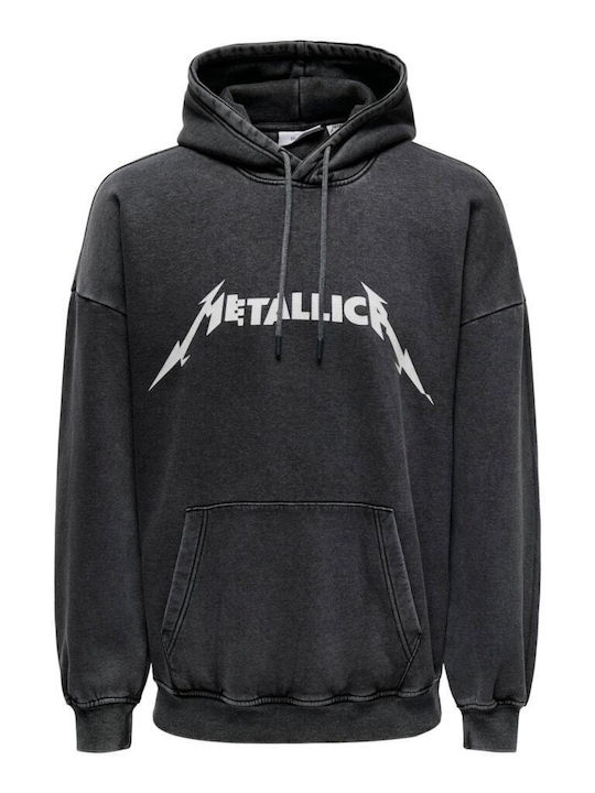 Only & Sons Φούτερ Metallica Γκρι Βαμβακερό Ανθρακί