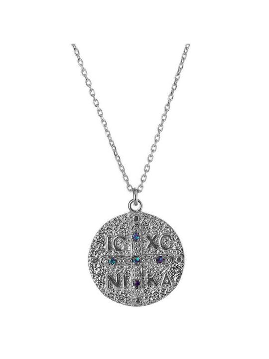 Μπλέ Halskette Konstantin Amulett aus Silber mit Zirkonia