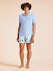 Polo Herrenbluse Kurzarm Hellblau