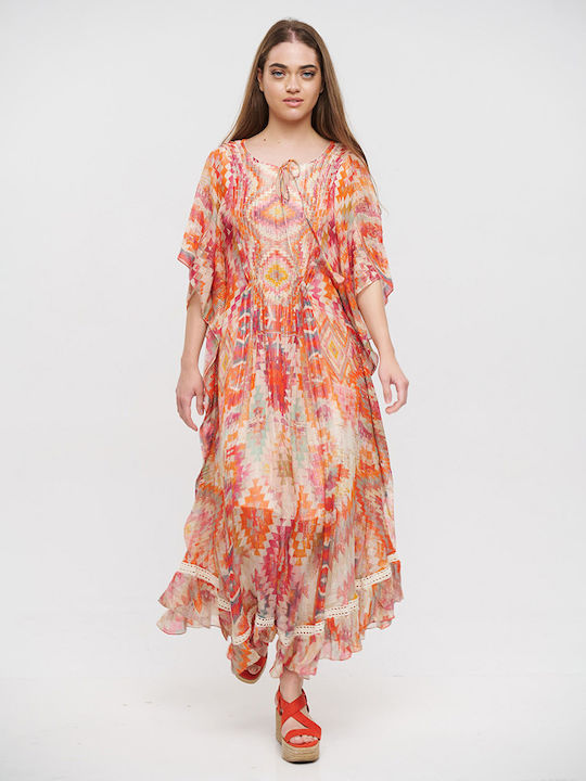Ble Resort Collection Damen Kleid Strand Κοκκινο/ροζ/λευκο