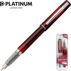 Platinum Πένα Γραφής Medium Κόκκινη με Κόκκινο Μελάνι