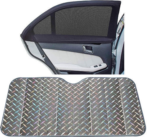 Carro 240054 Σετ Ηλιοπροστασία Laser Εμπρός Παρμπρίζ Εσωτερικό Medium 145x70cm Πλαϊνά Τζάμια Ελαστική 2 Τεμ 100x54cm 3 Τεμάχια