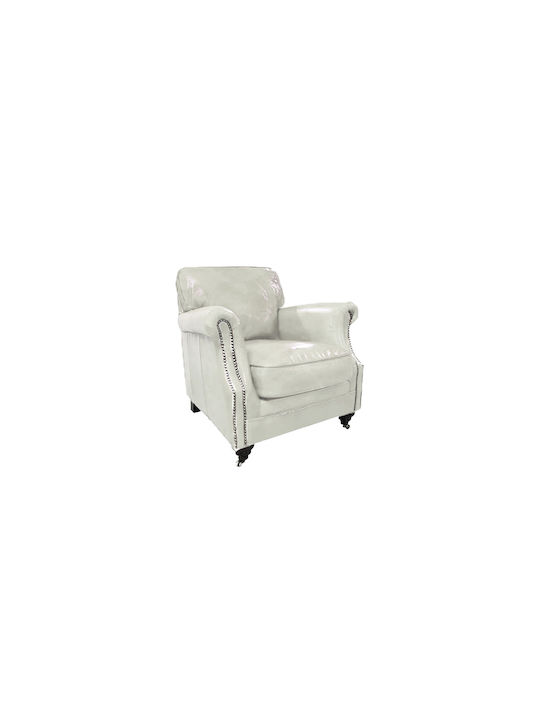 Armchair from Genuine Leather White 82x89x79cm