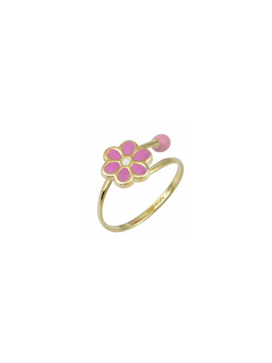 Kontopoulos Gold Kids Ring with Design Flowers 9K JR2052