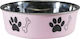 Barry King Metallic Bowl Food for Dog & Cat with Base 300ml 10.5cm in Pink Color
