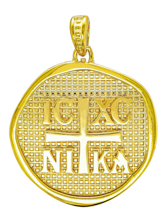 Kiriakos Gofas Μενταγιόν Παιδικό Φυλαχτό Διπλής Όψης Κωνσταντινάτο από Χρυσό 9K KN531