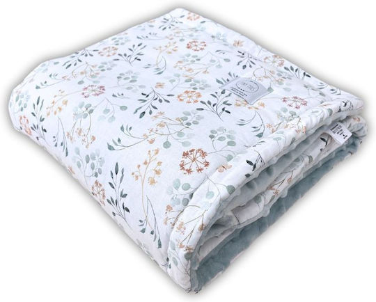 Tiny Toes Bettdecke Für Krippe Doppelseitig Blau Botanische Brise 100x140cm
