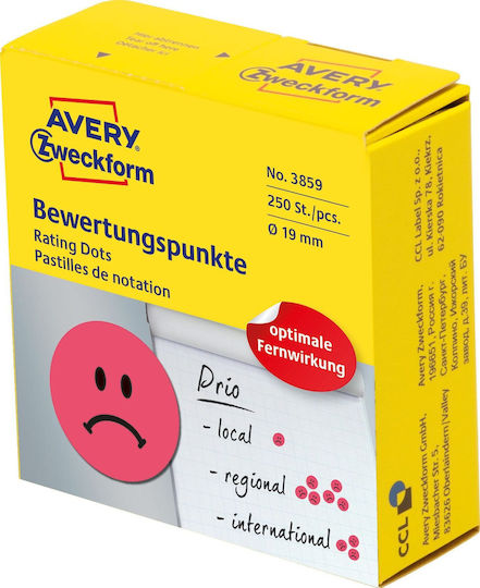 Avery 250Stück Klebeetiketten in Rot Farbe 19mm