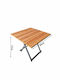Outdoor Dinner Foldable Table with Wood Surface and Metal Frame Beige 80x80x72cm