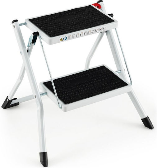 Costway Leiter Metallisch mit 2 Stufen 50cm