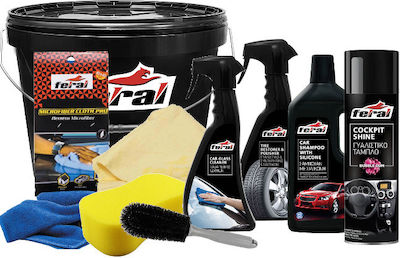 Feral Set Cleaning / Shine for Interior Plastics - Dashboard , Windows , Tires , Rims and Leather Parts with Scent Bubble Gum 500ml