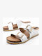 Leder Flache Sandalen für Damen Anatomisch in Weiß Farbe