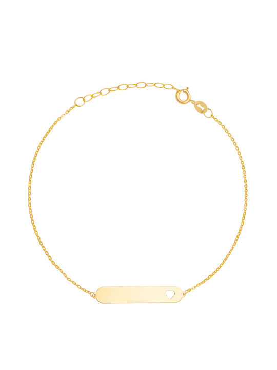 Kritsimis Bracelet Line with design Heart made of Gold 14K