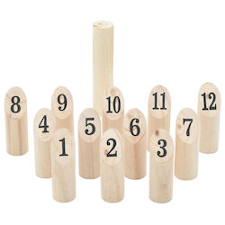 Set de joc Kubb cu 13 piese și husă de transport din lemn de pin solid