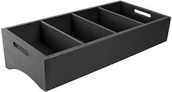 Наклонен дървен държач за прибори с 4 отделения 59x27.7x16.4см черен лак Select Concept Bq019b