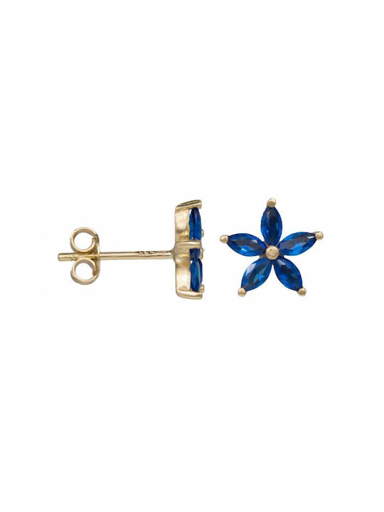 Goldohrringe K14 Blaue Blumen 049081 049081 14 Karat Gold