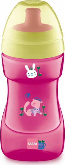 Mam Sports Cup Educational Sippy Cup Plastic Pink Puppy - Pink-Yellow for 12m+m+ 330ml