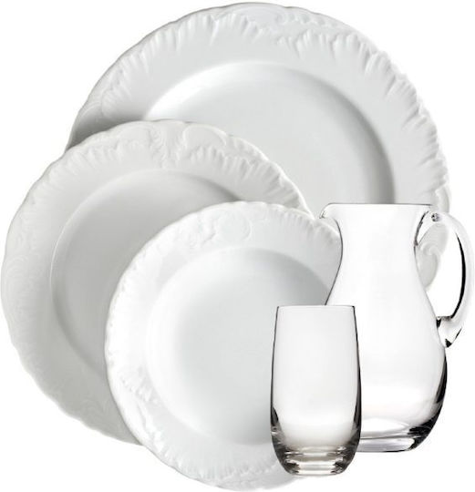 Emfasi Rococo White Porcelain Dinnerware Set 27pcs
