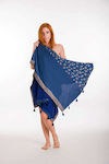 Pareo Beach Towel with Gold Embroidery Blue 2210-07