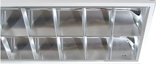 DIL Recessed Fluorescent Ceiling Light with 2 Light Bulb Places T8 Shape for G13 Base L119xD30.5xH8cm