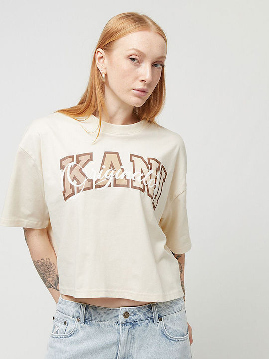 Karl Kani Serif Γυναικείο Crop T-shirt Off White