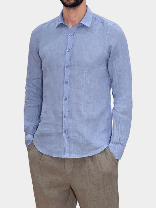 3Guys Leinen Hemd Sky Blue