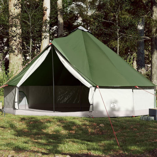 vidaXL Σκηνή Camping Teepee Πράσινη για 12 Άτομα 600x600x350εκ.