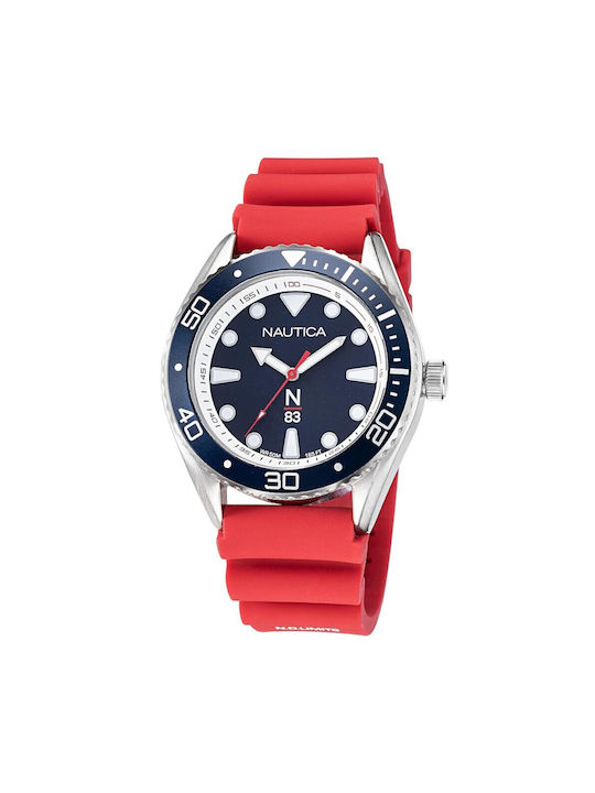 Nautica N83 Finn World Uhr Batterie mit Rot Kautschukarmband