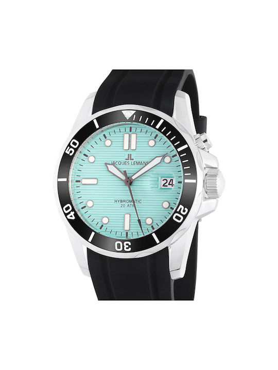 Jacques Lemans Hybromatic Watch Battery with Black Rubber Strap