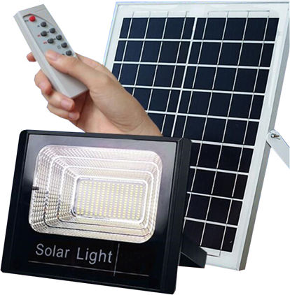 Jortan Водоустойчив Соларен LED Прожектор 200W Студено Бяло 6500K с Фотоклетка и Дистанционно IP66