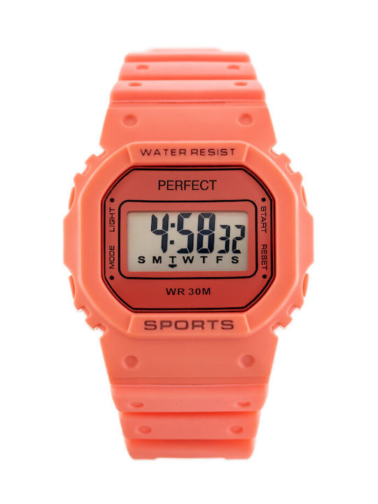 Perfect Kids Digital Watch with Rubber/Plastic Strap Pink