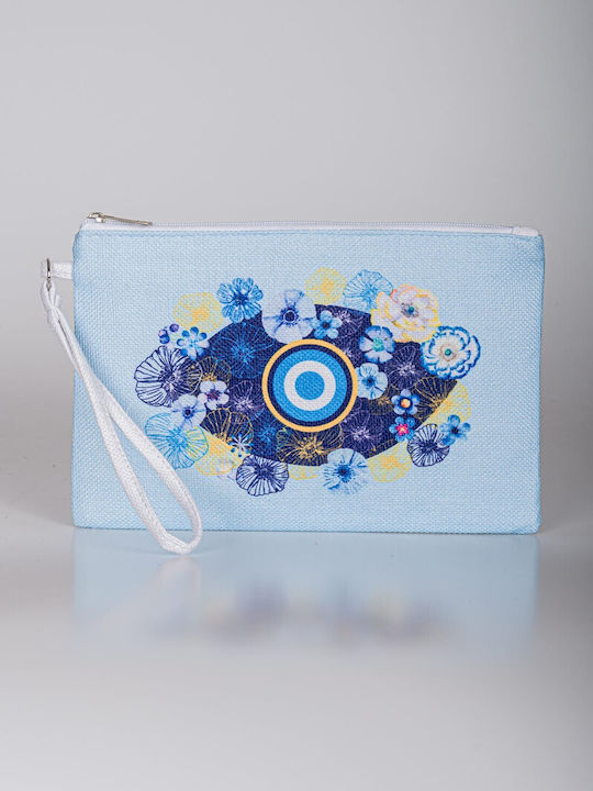 Beach Bag made of Canvas with Cosmetic Bag with design Eye Blue