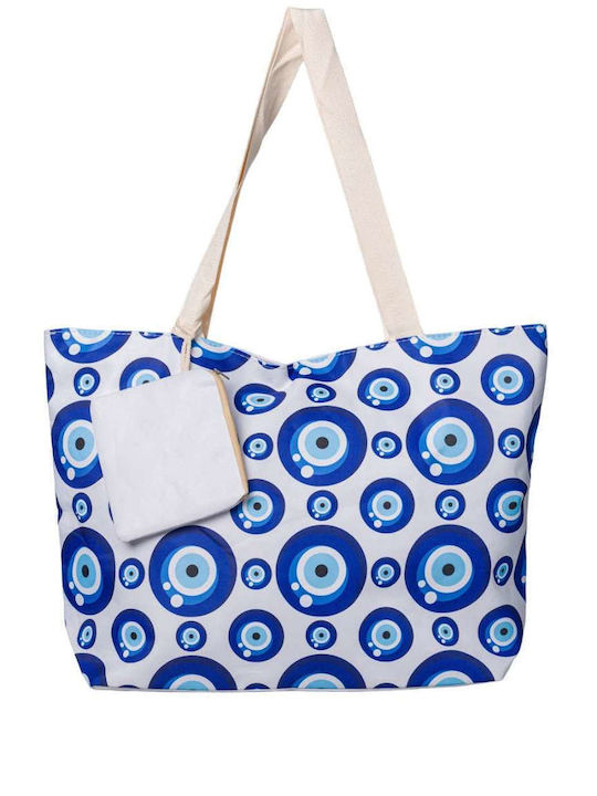 Beach Bag from Canvas with Wallet with design Eye White