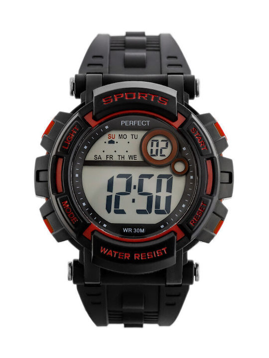 Perfect Kids Digital Watch with Rubber/Plastic Strap Black