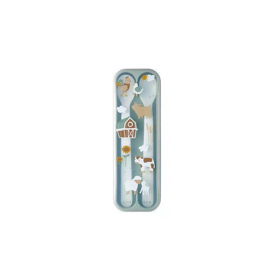 Little Dutch Baby Set with Spoons Little Farm made of Silicone Light Blue 2pcs 108032065399