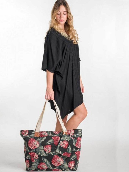 Rima Beachwear Strandtasche aus Segeltuch mit Geldbörse Schwarz