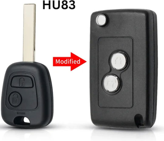 Car Key Shell with Blade with 2 Buttons for Peugeot / Citroen