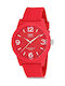 Q&Q Herrenuhr Batterie mit Rot Kautschukarmband