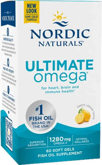 Nordic Naturals Ultimate Omega Fish Oil 1280mg 60 softgels Lemon