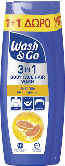 Wash & Go 3 in 1 με Βιταμίνη C Σαμπουάν 2x360ml