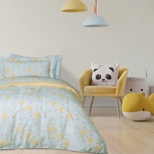Das Home Sheet Set Single from Cotton & Polyester Blue, Yellow, Menta 170x240cm 3pcs