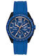 ZZero Men's Watch Chronograph Battery with Blue Rubber Strap