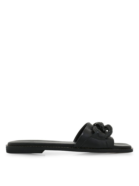 Alessandra Bruni Leather Women's Flat Sandals in Black Color